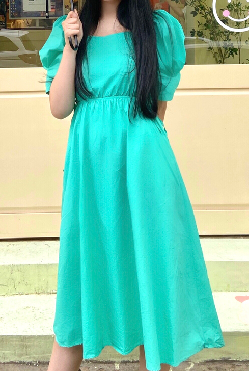 超级显白绿裙子