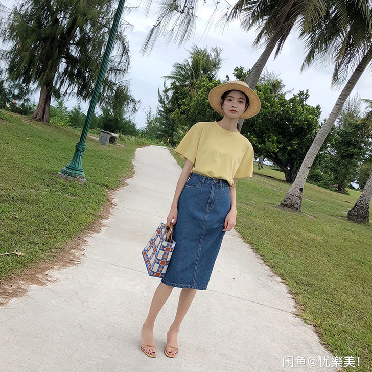 范智乔 牛仔裙女2018新款春夏季学生中长...