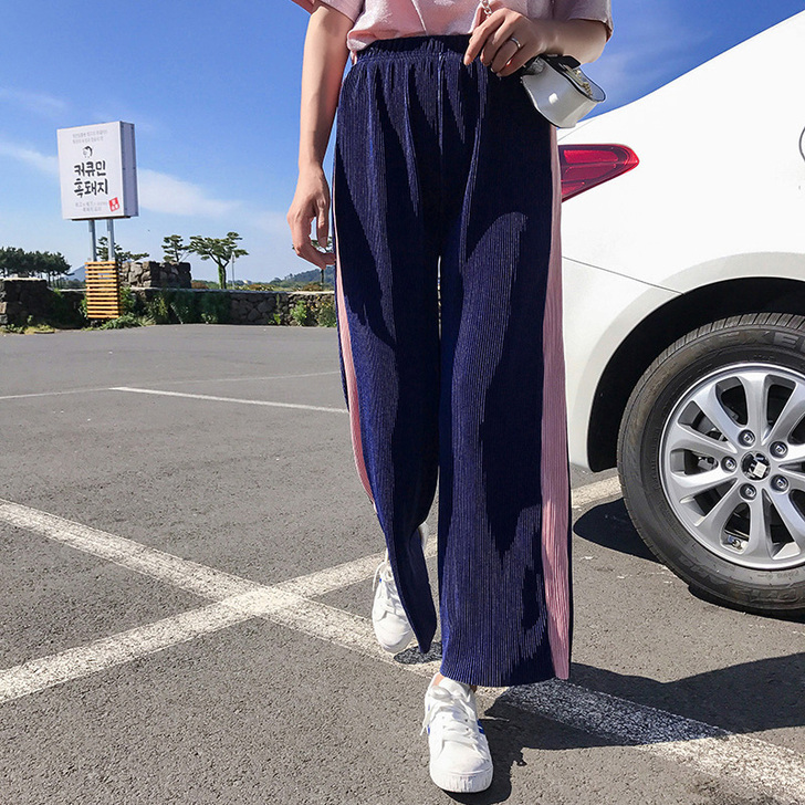 ◆MUGU◆2018春装季新款竖条纹高腰休...