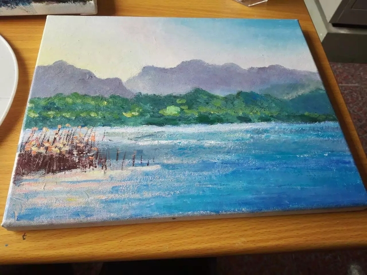 闲余时间自画，丙烯画作品风景画全新 全新 ...