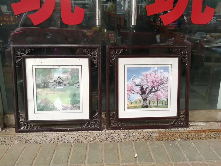 刺绣画一对