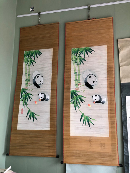 文革时期丝竹刺绣画，一对，保存的好，
