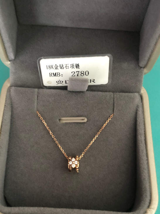 蒂爵 18k金项链 钻石花朵##amp；h...