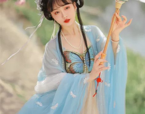 裳云兮汉服 原创裳云兮女玉蝶清新诃子裙大袖...