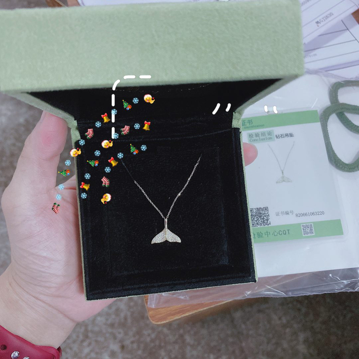 鱼尾钻石项链，有证书，戴上超好看！