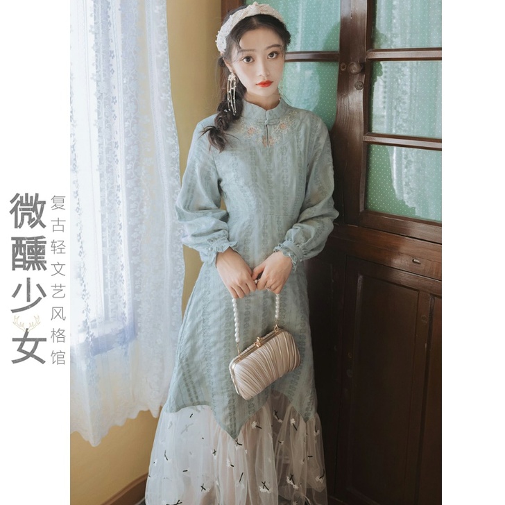 微醺少女年轻款旗袍改良版连衣裙中国风复古优...