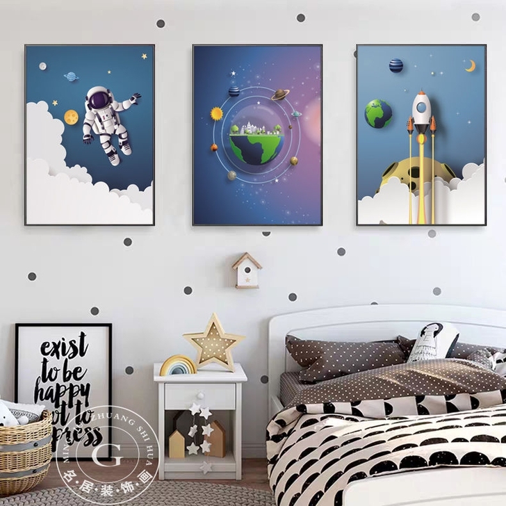 儿童房装饰画现代简约男孩女孩房间挂画幼儿园...