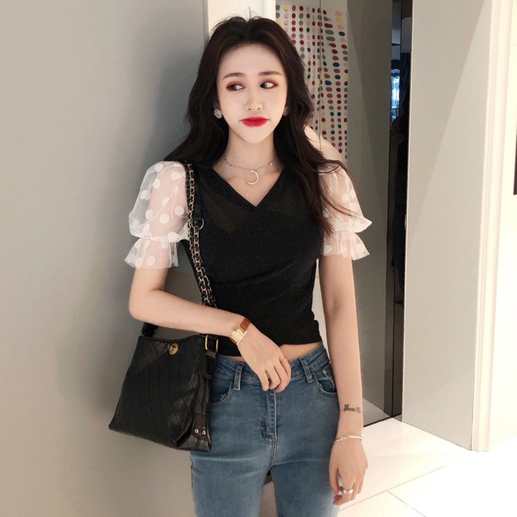 胭幂 蕾丝雪纺衫