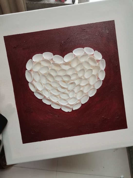 装饰画 手工肌理贝壳画30*30库尔勒可...