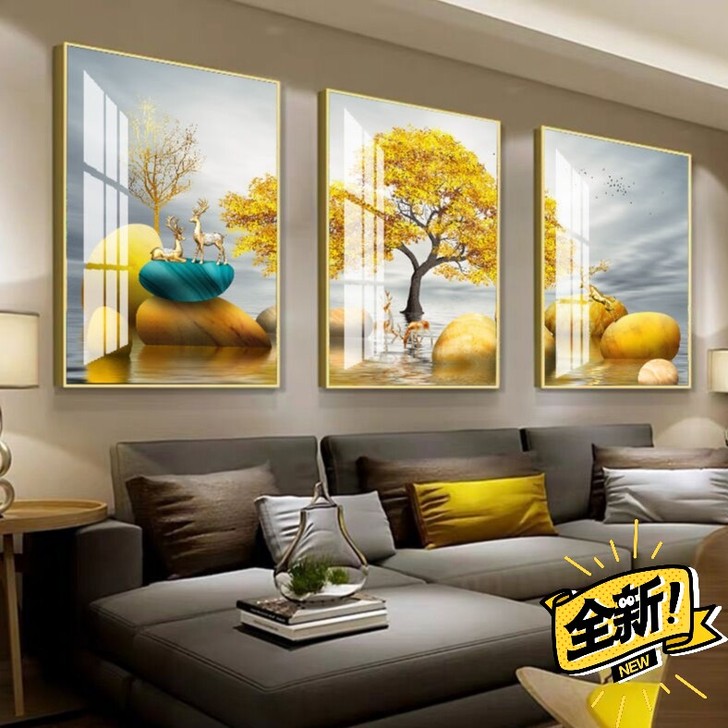 客厅装饰画三联画沙发背景墙挂画北欧简约卧室...