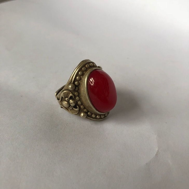 清朝乾隆年制红宝石银戒指扳指朋友古玩店转行...