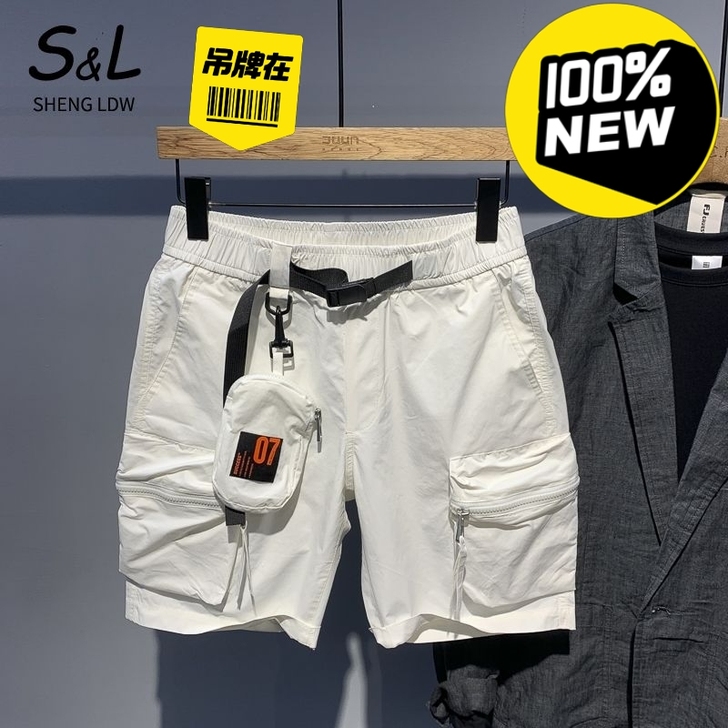 男士短裤男外穿拼接百搭时尚多口袋工装短裤夏...