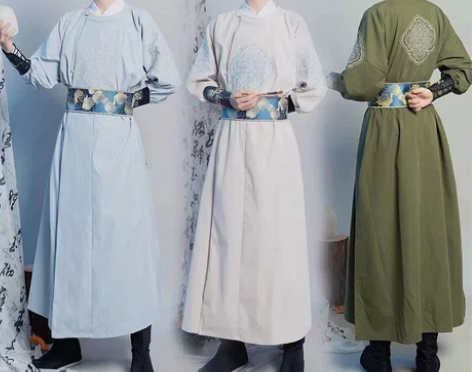 出租明制中式婚礼伴郎服侍卫男女同款圆领汉服...