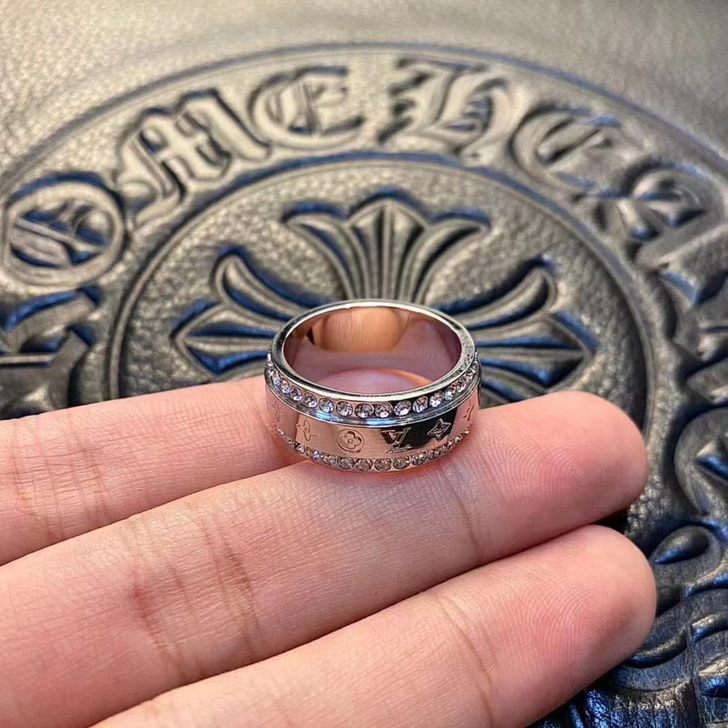 驴家 银色Logo水钻戒指