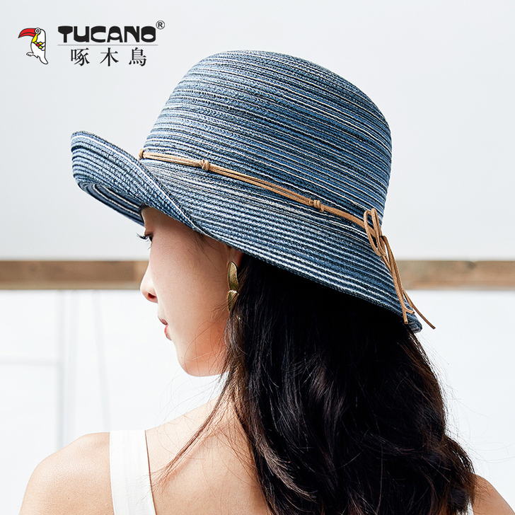 啄木鸟沙滩帽子女遮阳帽防晒帽太阳帽渔夫帽出...