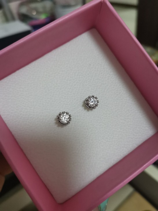 钻石耳环耳钉 皇冠设计 银色925银钉 ...