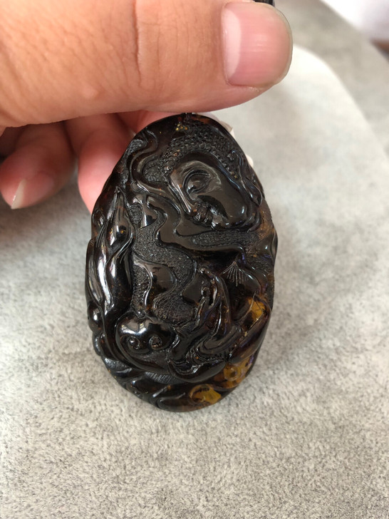 抚顺琥珀半翳珀求佛悟道吊坠把脸套装 超高性...