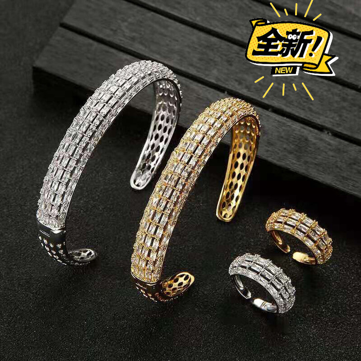 饰品 锆石镶钻 金 银色 手镯戒指