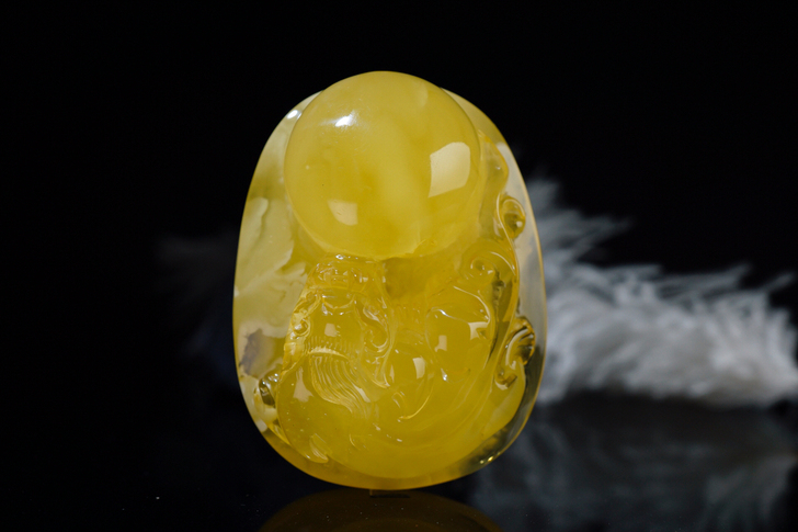 纯天然琥珀蜜蜡雕刻件【貔貅】寓意 有求必应...