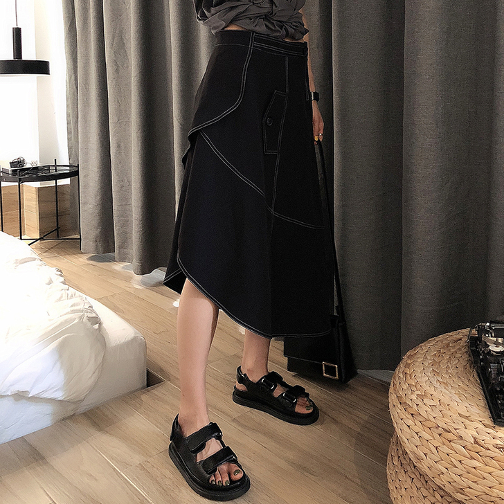 OPEN UP2019夏装新款港风过膝中长...