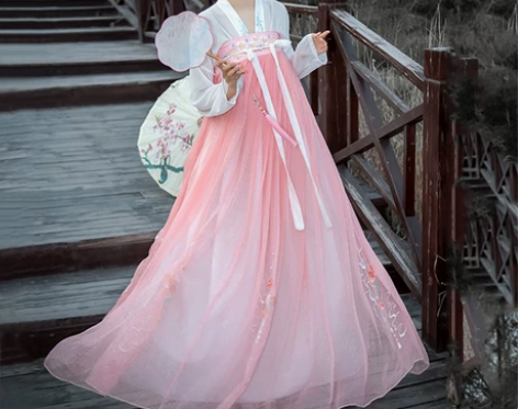 蝉佩汉服女中国风原创正品粉色齐胸襦裙古装长...