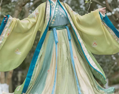 蝉佩蝉佩原创正品汉服女【凤蝶】魏晋风绿色交...