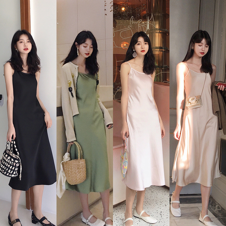 范智乔 2019新款 缎面小吊带上衣+半裙...