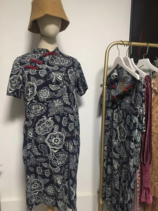 服装工作室样品清仓全新纯棉麻中式连衣裙均码...