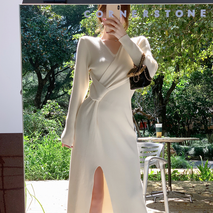 ByYou秋冬v领收腰设计感高端轻奢兔绒针...