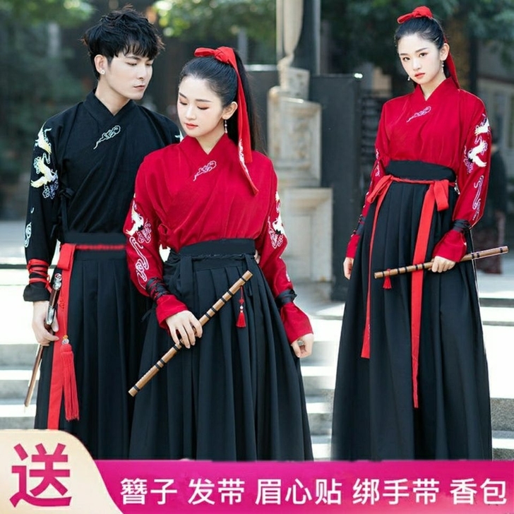 全新 改良古装汉服女中国风交领汉元素古风武...