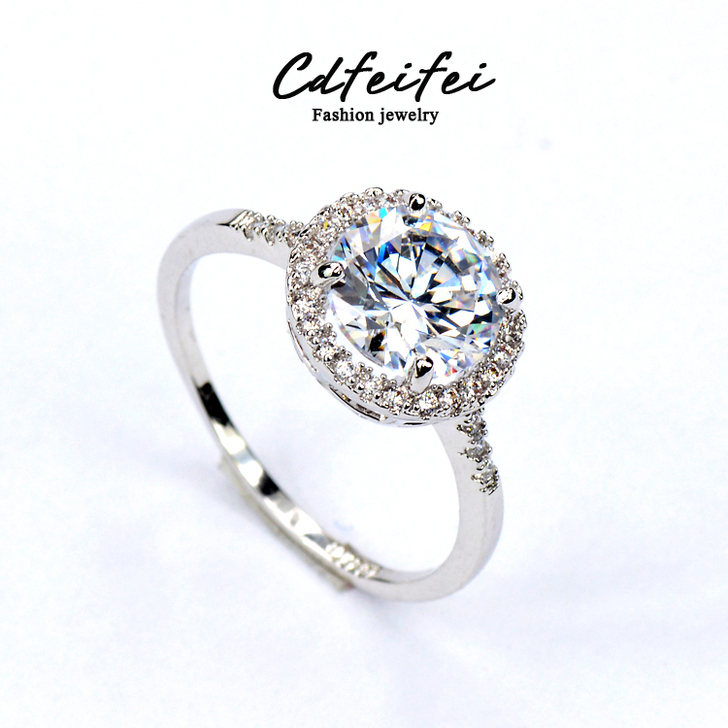 1钻石戒指女仿真八心八箭2克拉钻戒日韩微镶...