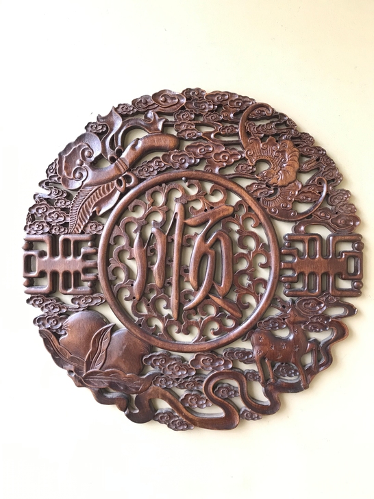 东阳木雕挂件香樟木头雕刻画工艺品中式客厅艺...