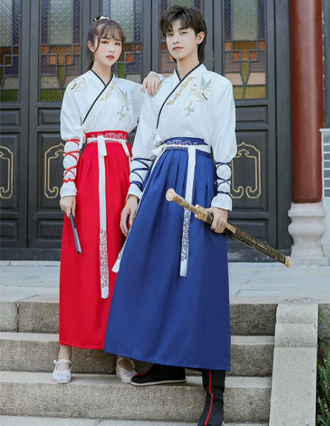 古装武侠风汉服男女童汉元素中国风交领齐腰秋...