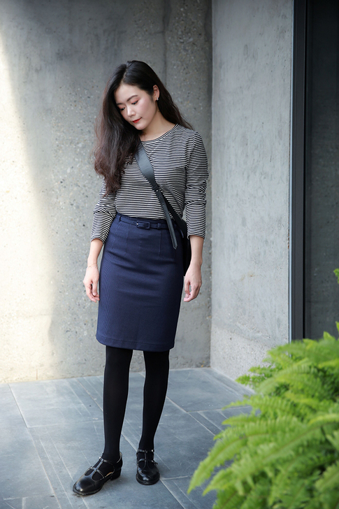 林默默  希瑞的修身腰带弹力铅笔裙 M 9...