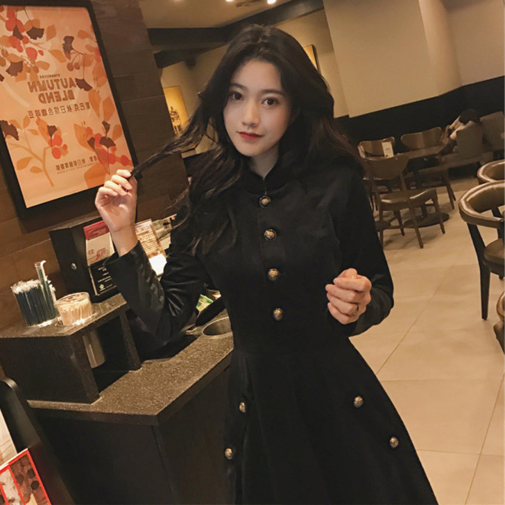 长裙秋冬装2020年新款冷淡风港风ins女...