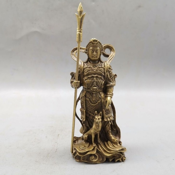 铜佛二郎神杨戬二郎君神摆件啸天犬铜像三尖两...