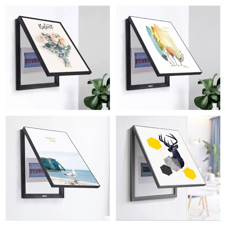 免打孔电表箱装饰画现代简约客厅挂画竖版总开...