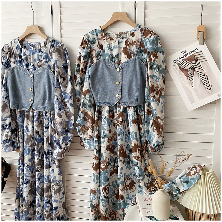 碎花连衣裙 长裙