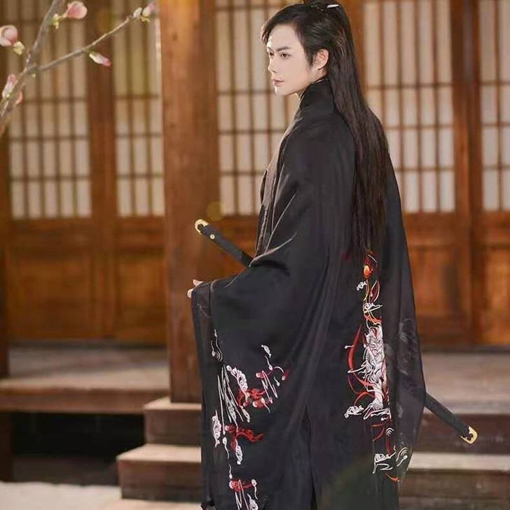 魏晋风汉服男大袖衫古风男士大码学生班服套装...