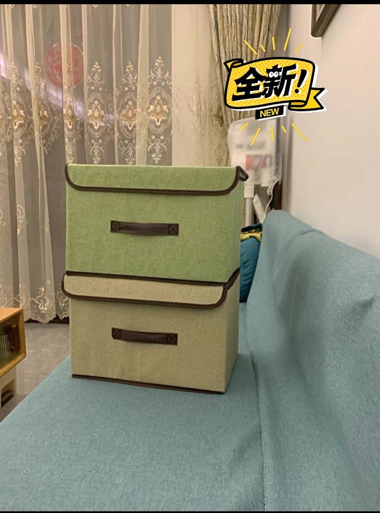 布艺折叠收纳箱储物整理带盖防尘便携盒衣物杂...