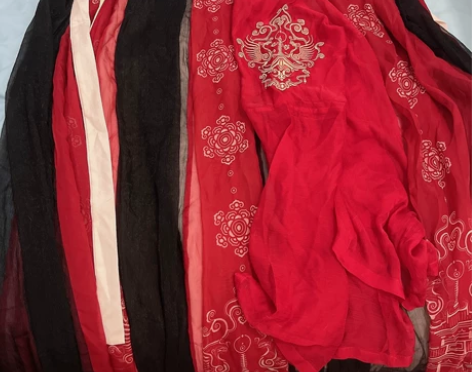 传统汉服女齐胸襦裙红黑色日常清新超仙拖地裙...