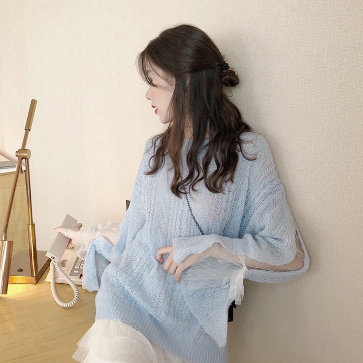 网纱蕾丝针织衫