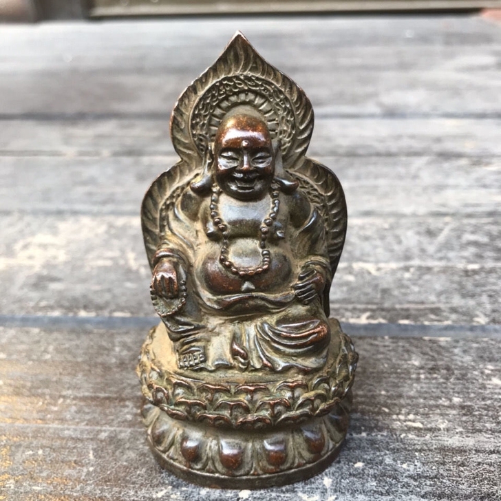 纯铜佛像笑脸佛铜佛摆件，镇宅辟邪招财进宝保...