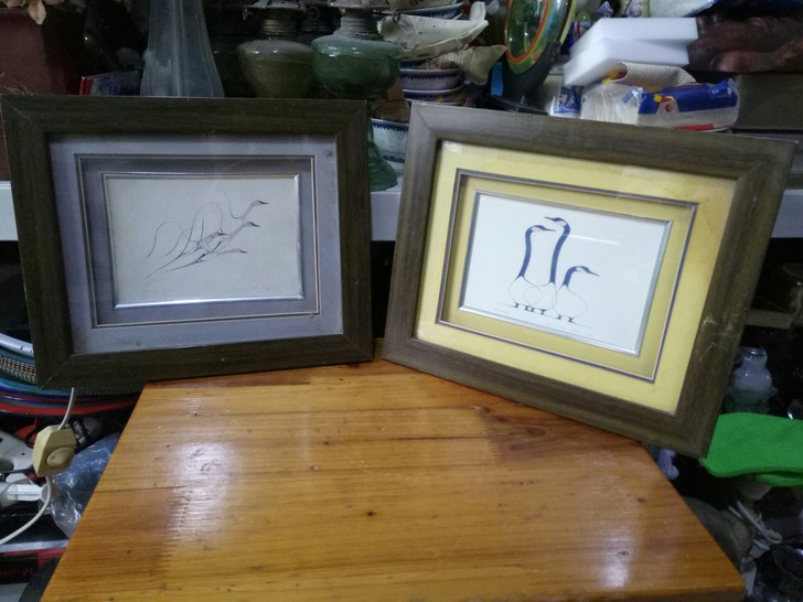 老工艺品画摆件挂件 两个打包出 边角小磕碰...