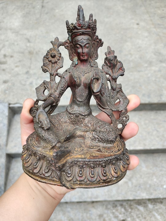 明清老铜佛像，鎏金铜佛像，带朱砂铜佛像，老...
