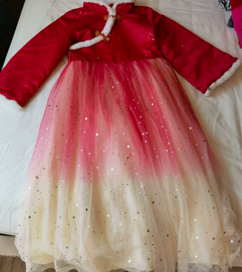 二手  儿童过年汉服 拜年服 女童秋冬装中...