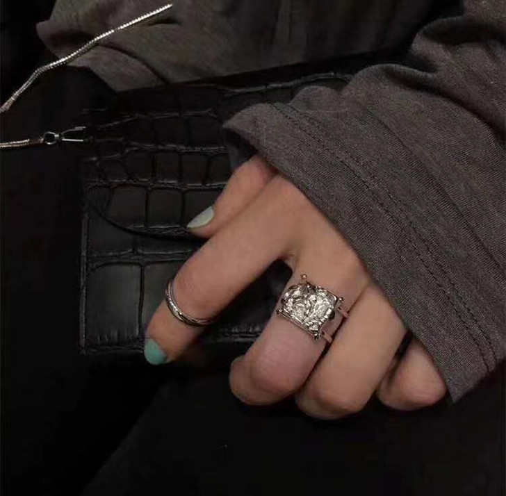 银色开口戒指合金 街头 酷