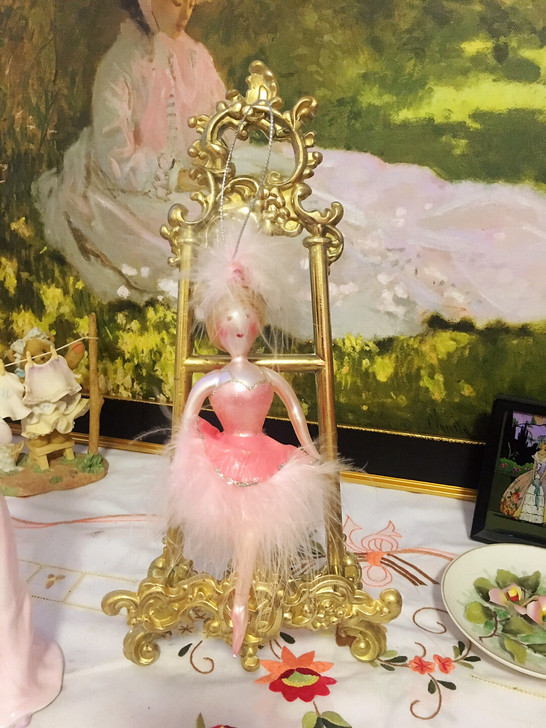 vintage西洋玻璃芭蕾娃娃吊饰摆件