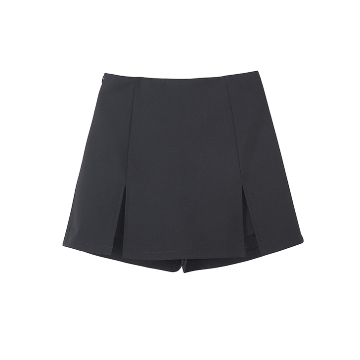 ByYou 春季新款黑色高腰A字半身裙女设...