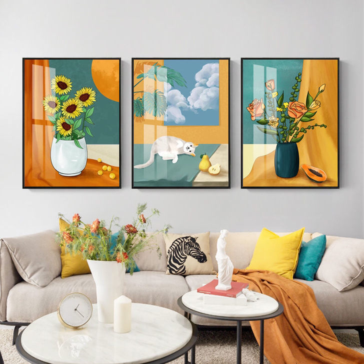 餐厅装饰画温馨饭厅背景墙轻奢挂画客厅沙发现...